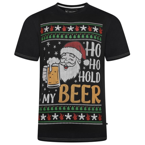 KAM T-Shirt mit Weihnachts-Aufdruck „Ho Ho Ho Beer“ in Schwarz